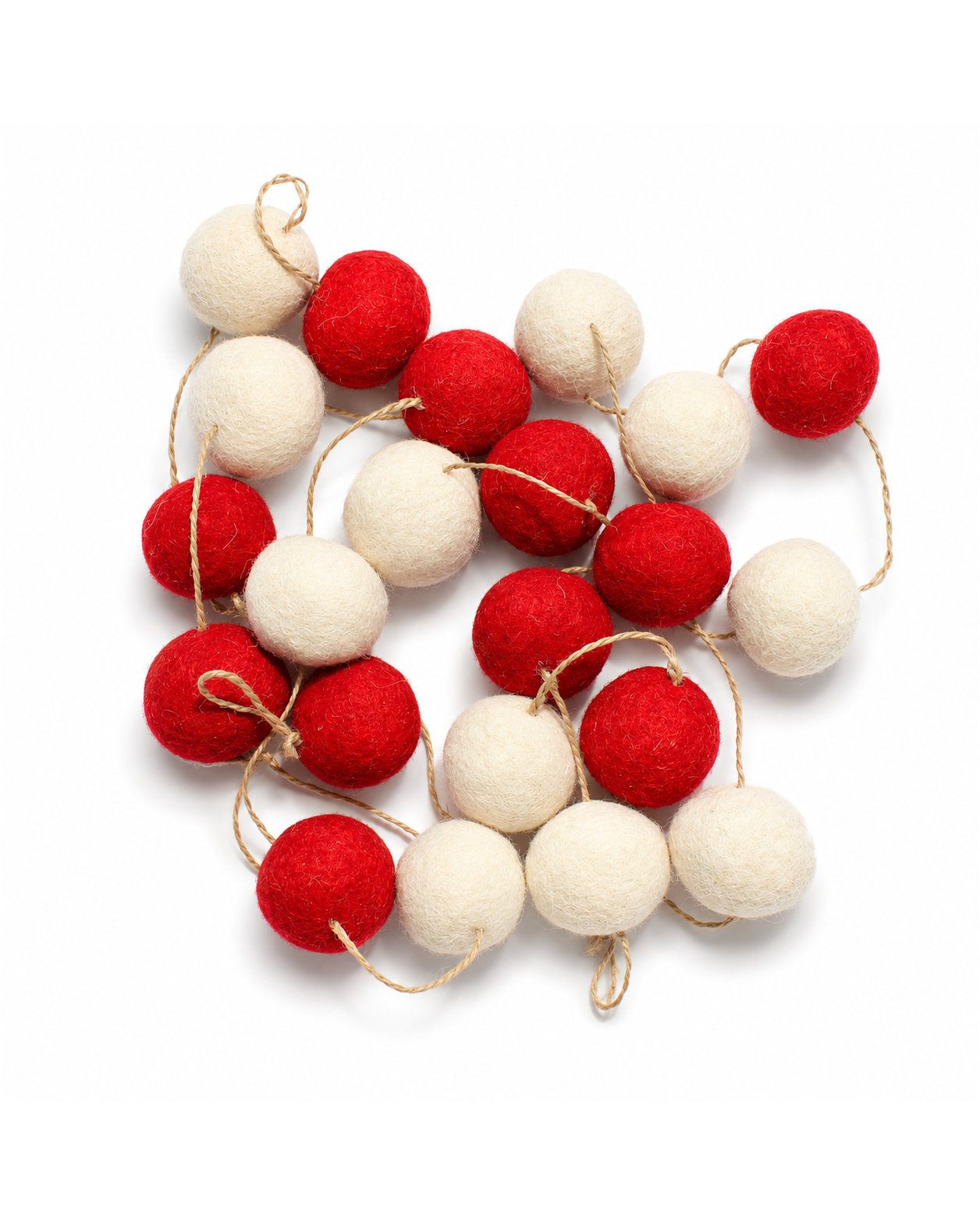 Felt Pom Pom Garland Large (Red & Off White)