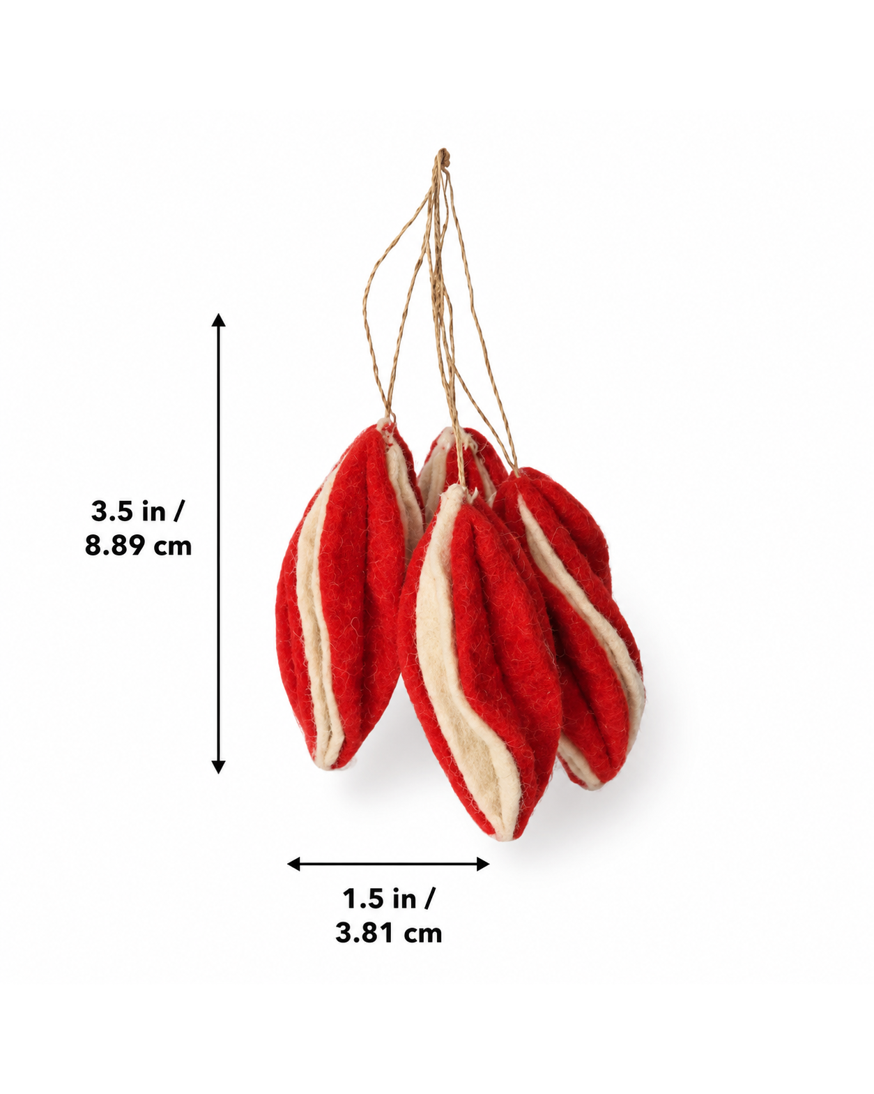 Hanging Marquise Bauble (Red And Off-White) Set Of 4 hanging ornament