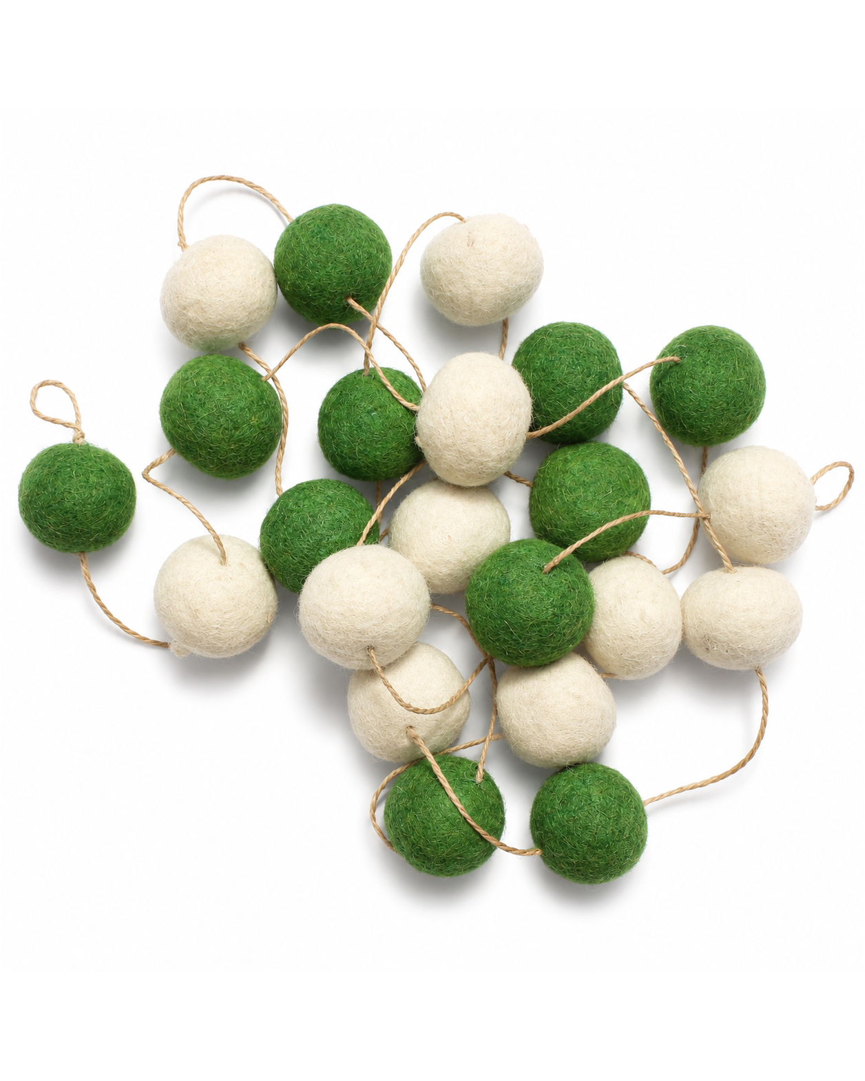 Felt Pom Pom Garland Large (Green & Off White) 