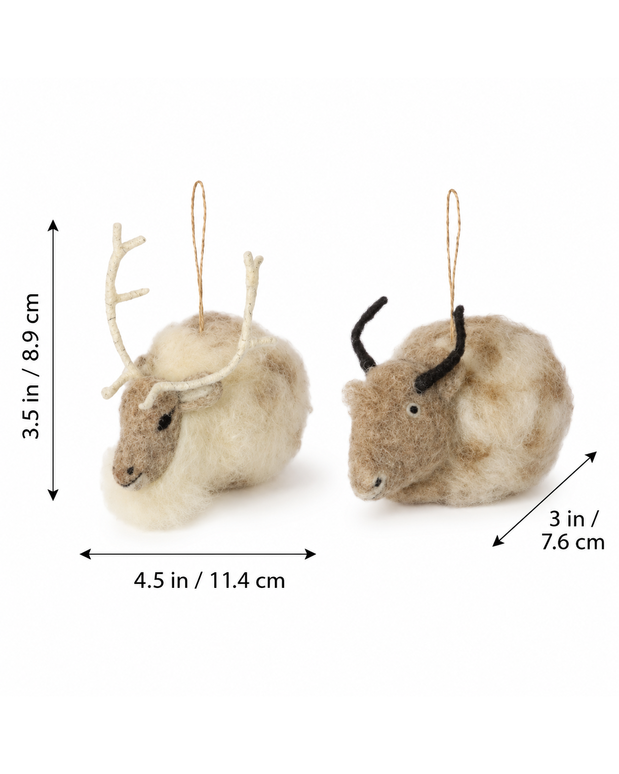 Reindeer And Bison Bauble Ornament (Set Of 2) hanging ornament
