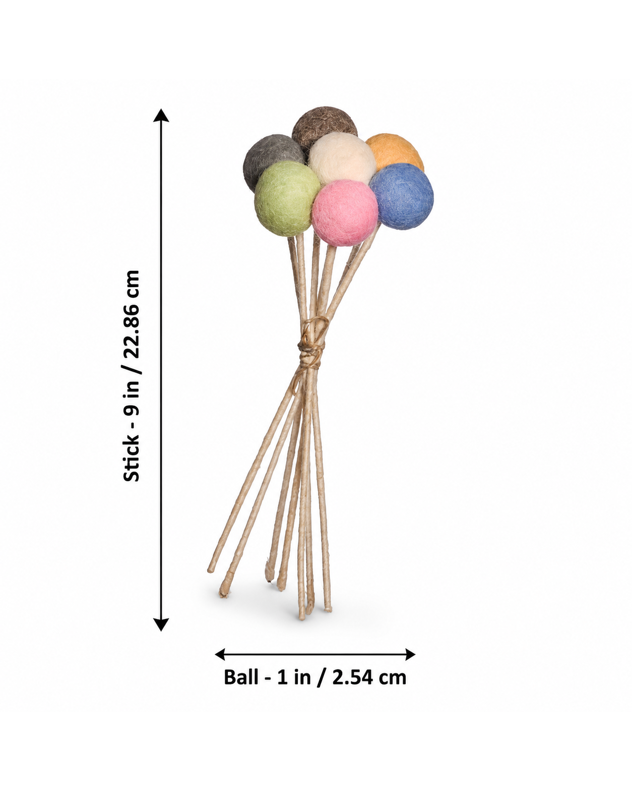 New Zealand Wool Flower Ball Stick For Bouquet (Set Of 7)