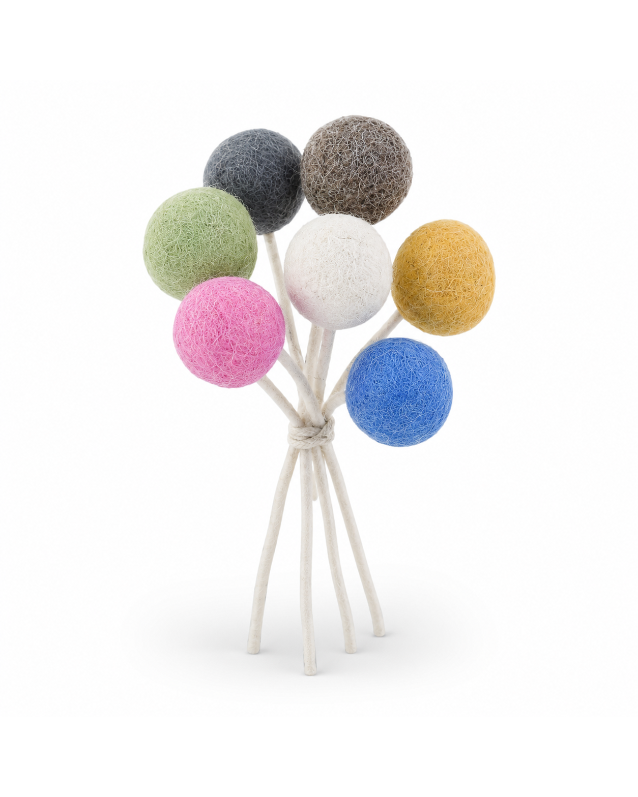 New Zealand Wool Flower Ball Stick For Bouquet (Set Of 7)