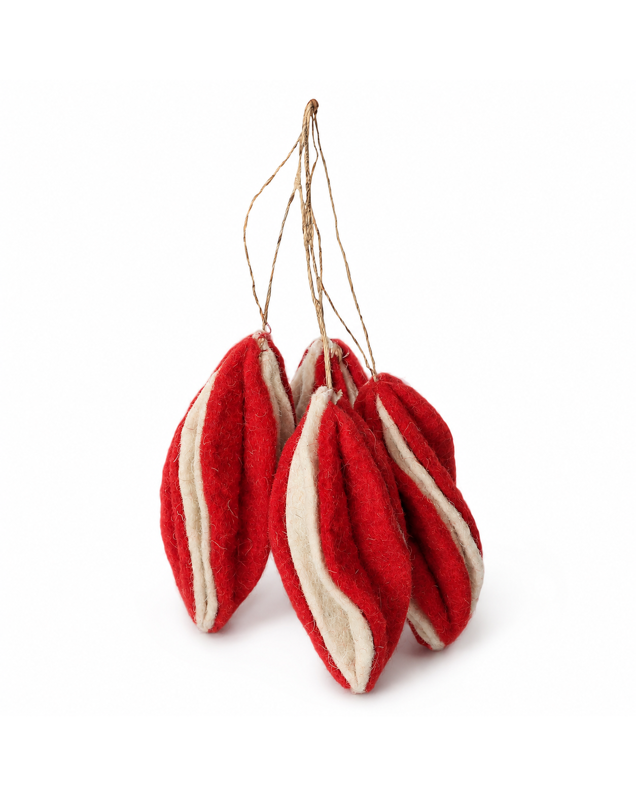 Hanging Marquise Bauble (Red And Off-White) Set Of 4 hanging ornament