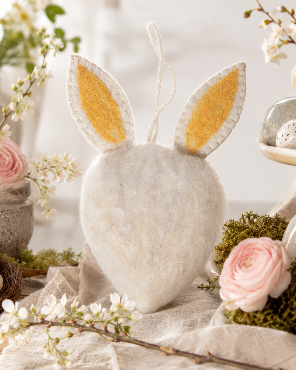 Felt Bunny Face Large (White) ornament