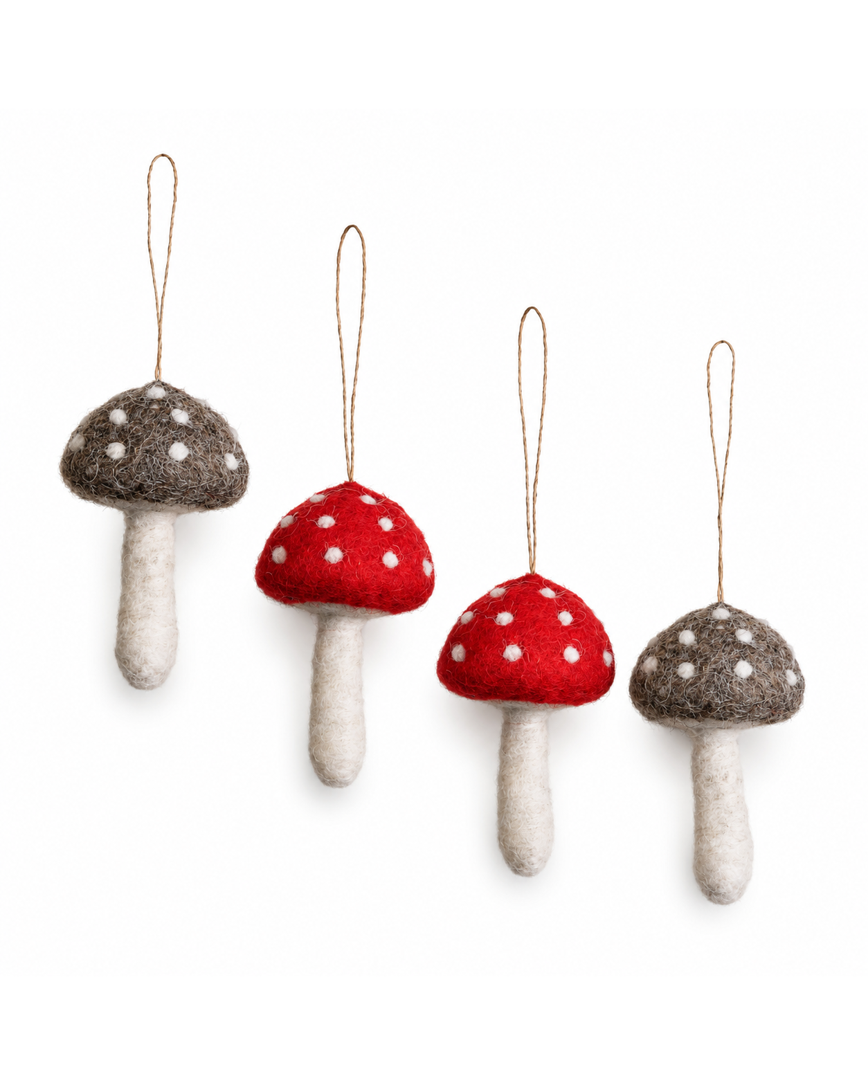Small Mushroom Ornament Set of 4 hanging ornament