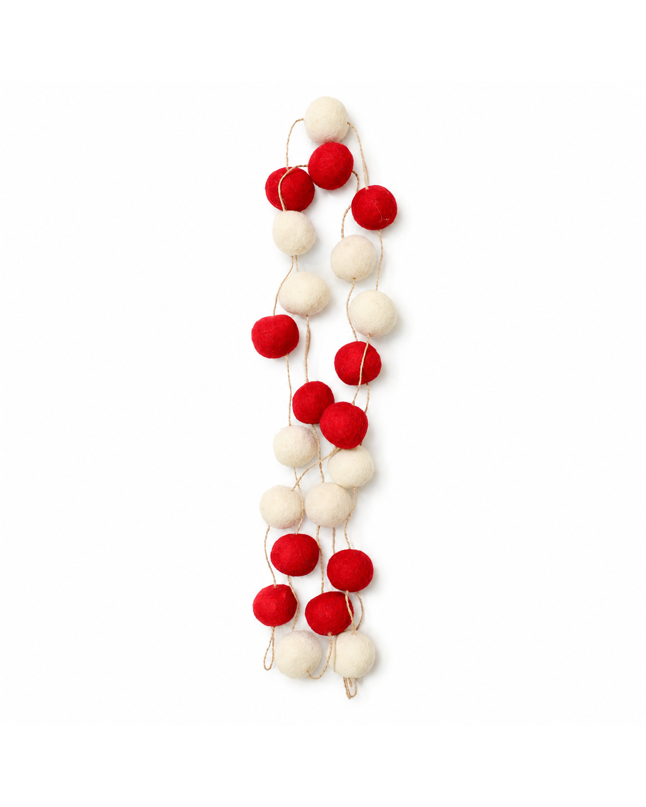 Felt Pom Pom Garland Large (Red & Off White)