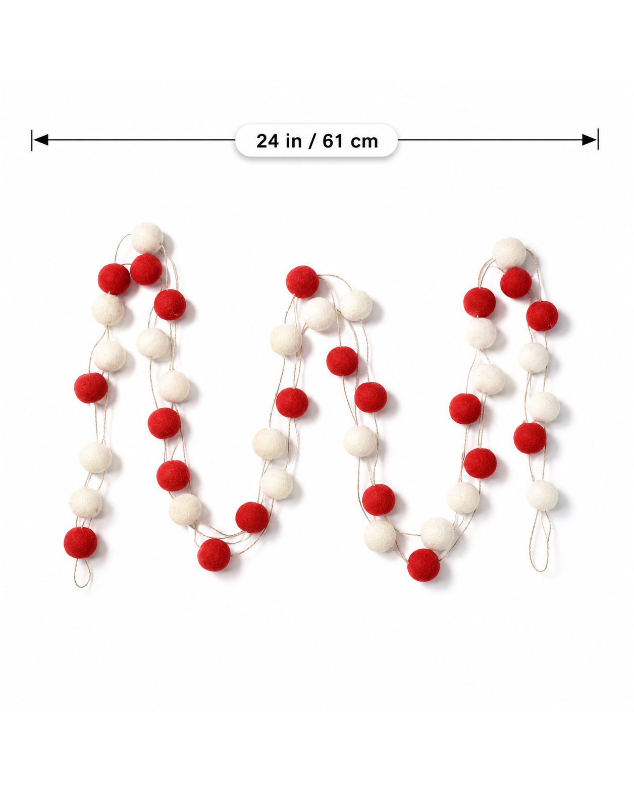 Felt Pom Pom Garland Large (Red & Off White)