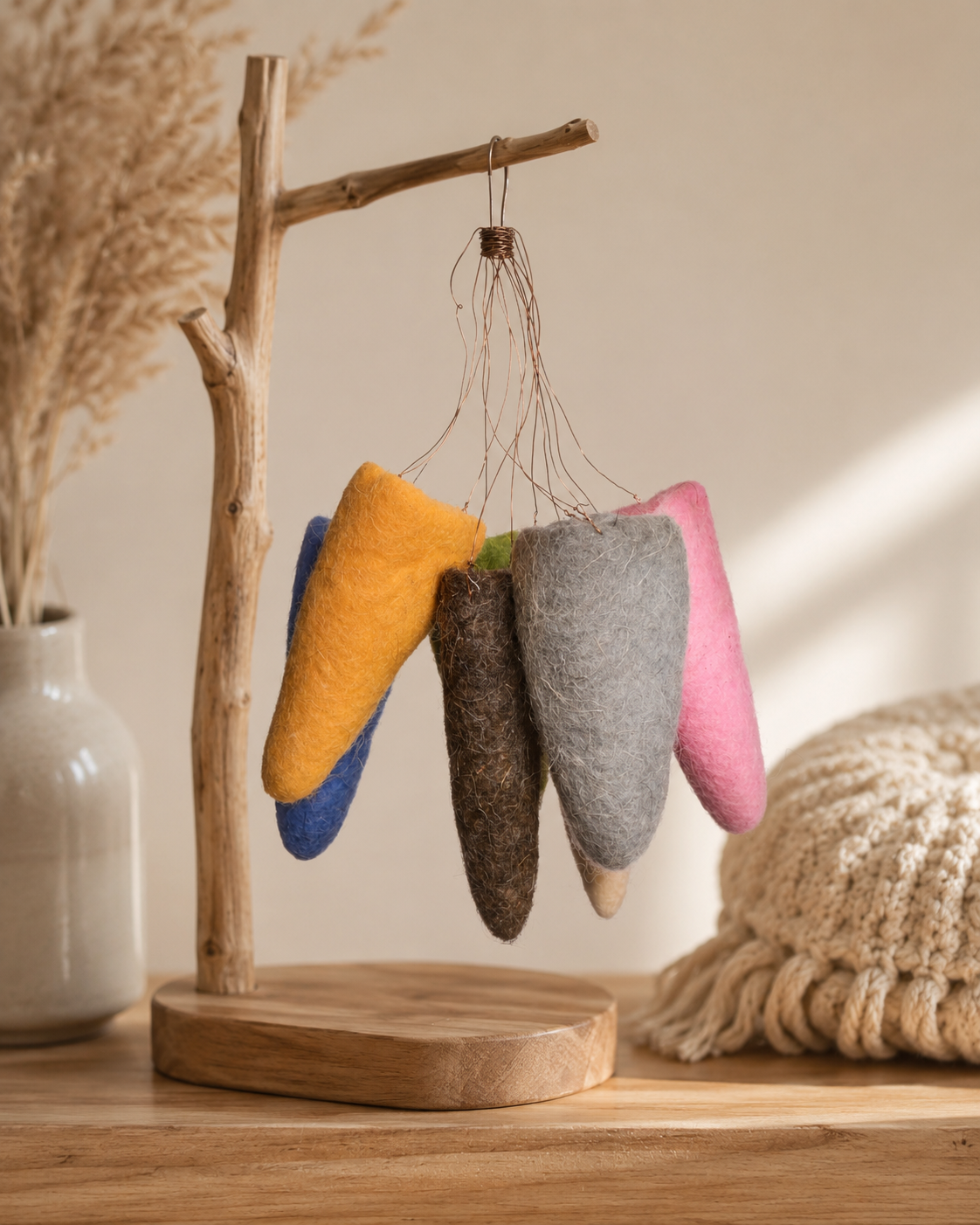 New Zealand FeltedÂ ConeÂ Set of 7 hanging ornament