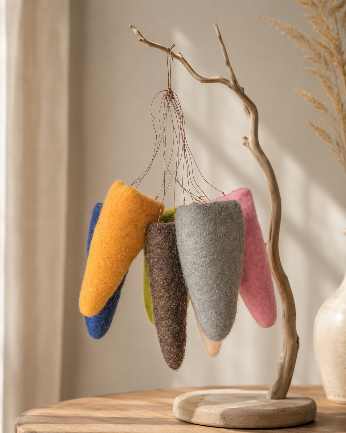New Zealand FeltedÂ ConeÂ Set of 7 hanging ornament