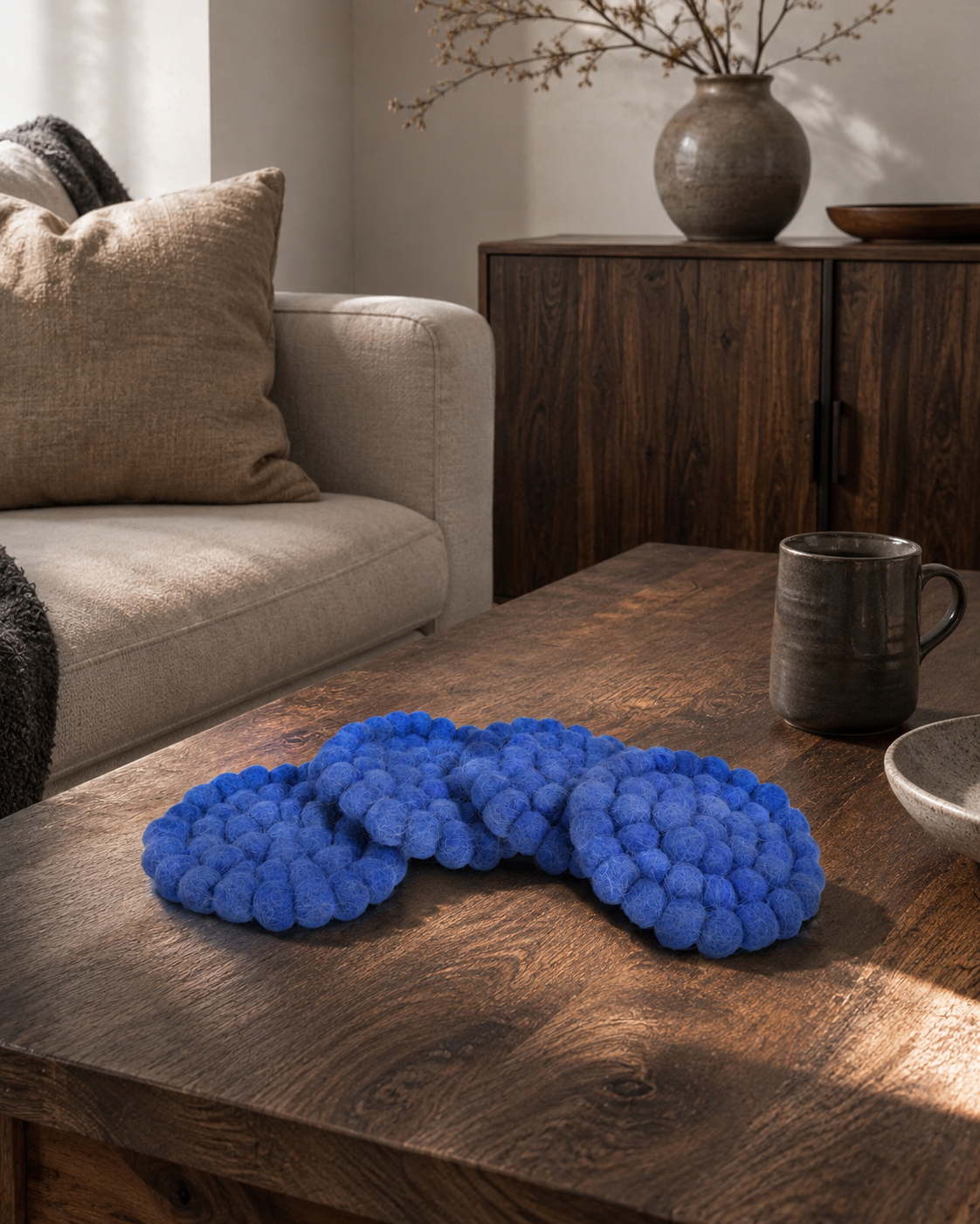 Felt NZ Wool Coasters, Indigo — Set of 4