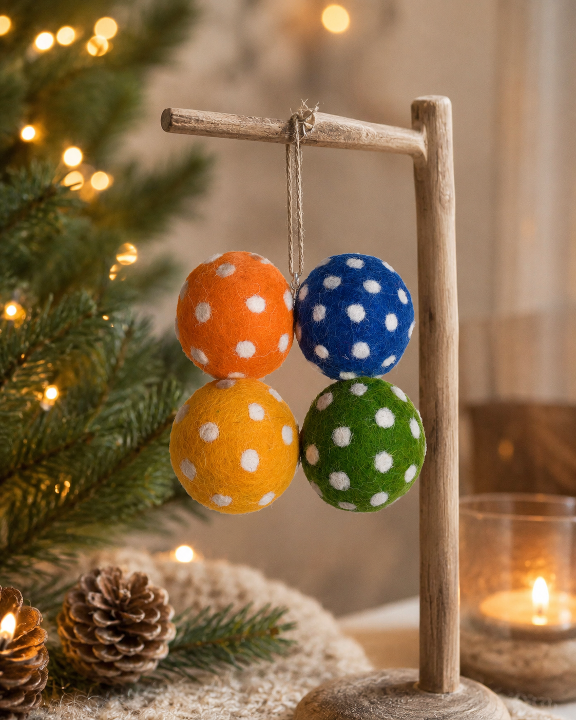 New Zealand Wool Paddy Balls (Yellow, Blue, Green And Orange)