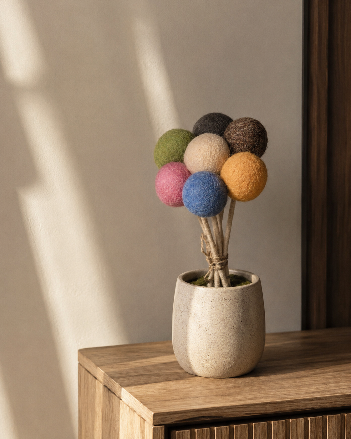 New Zealand Wool Flower Ball Stick For Bouquet (Set Of 7)