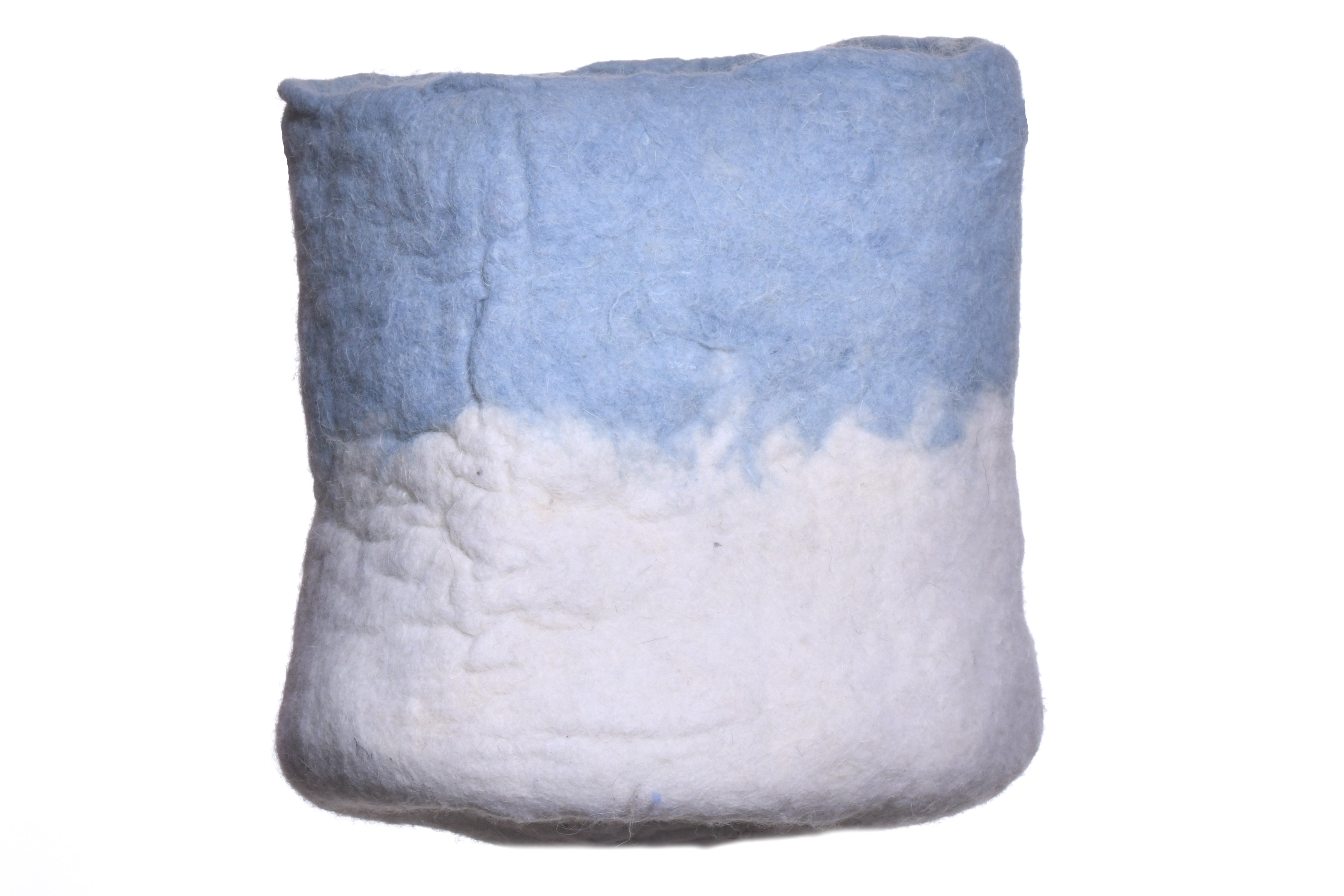 New Zealand Wool Basket (Natural White On Top+Natural Grey On Base)