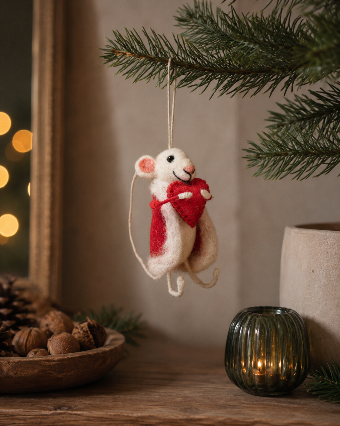Wool Felt Easter Puffy Rabbit Ornament (Set of 2)