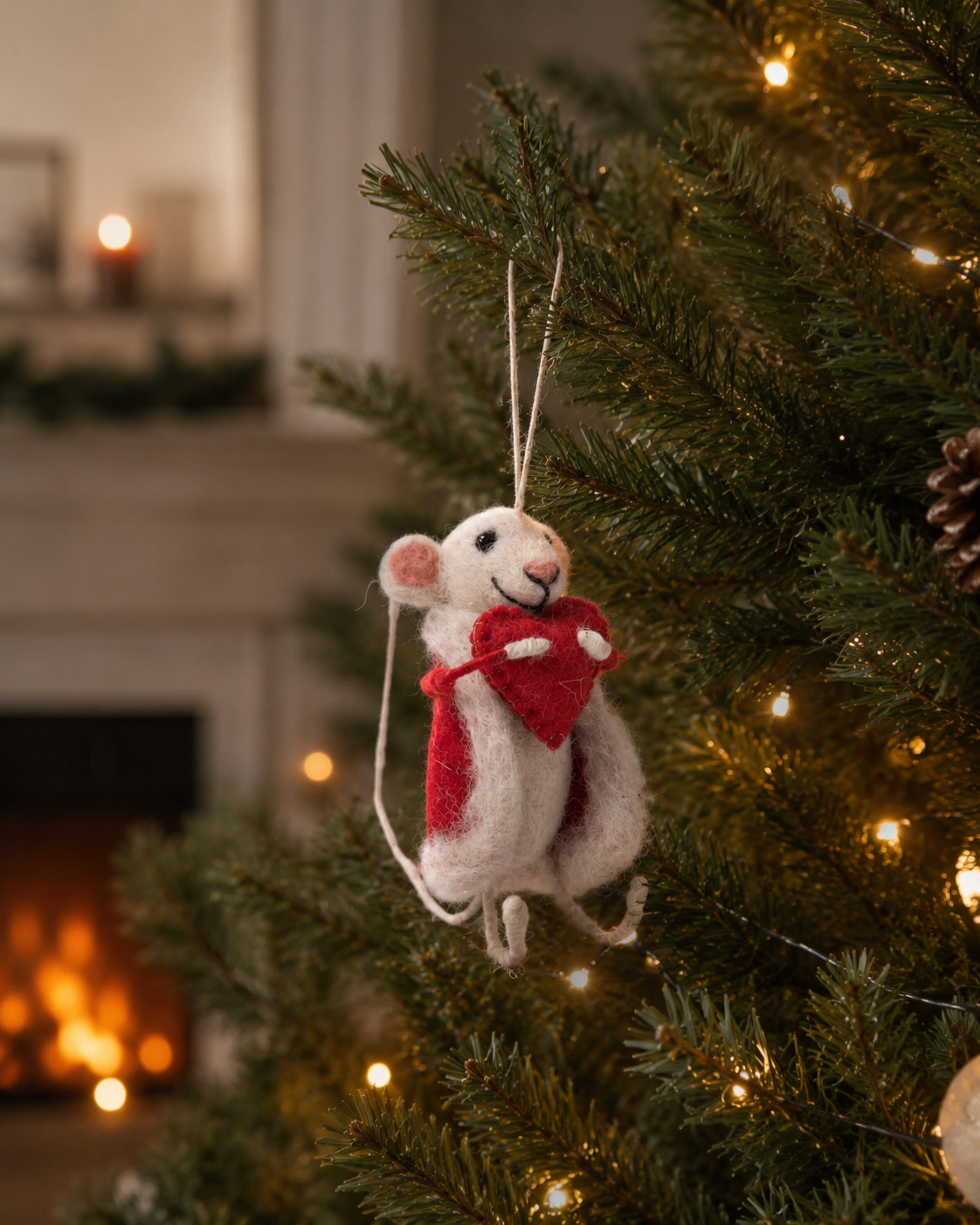 Wool Felt Easter Puffy Rabbit Ornament (Set of 2)