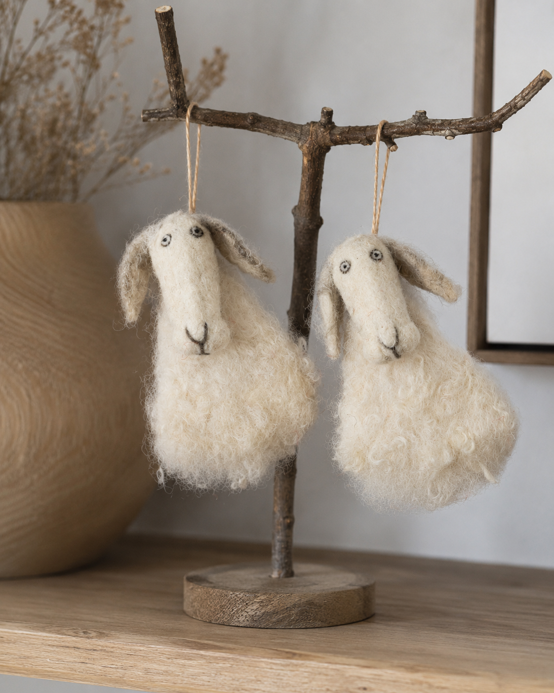 Wool Felt Mountain Goat Decorative (Set of 2)