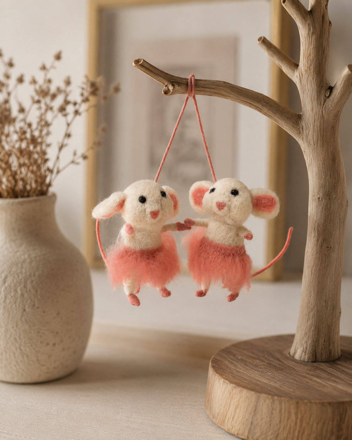 Wool Felt Doe with Skirt (Set of 2)