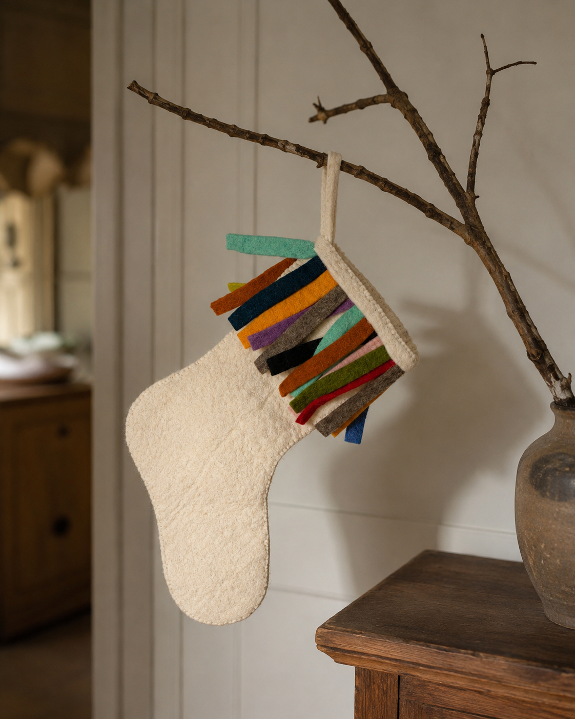 Wool Felt Multicolor Christmas Stocking