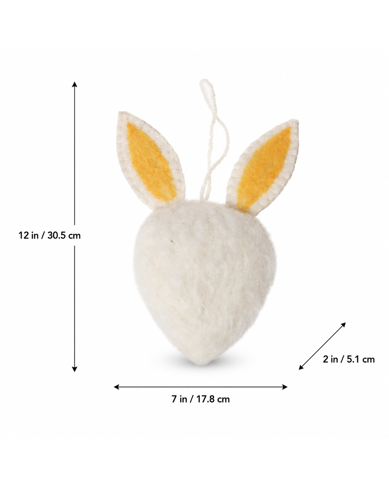 Felt Bunny Face Large (White) ornament