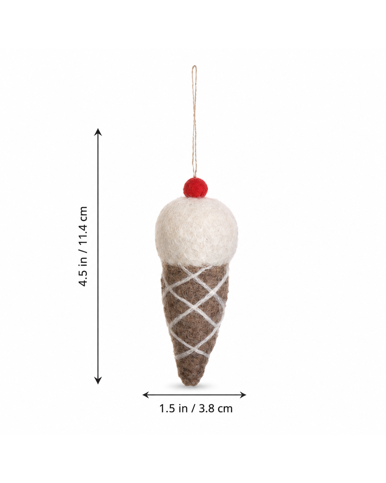 Ice Cream Cone Ornament Set of 2 hanging ornament