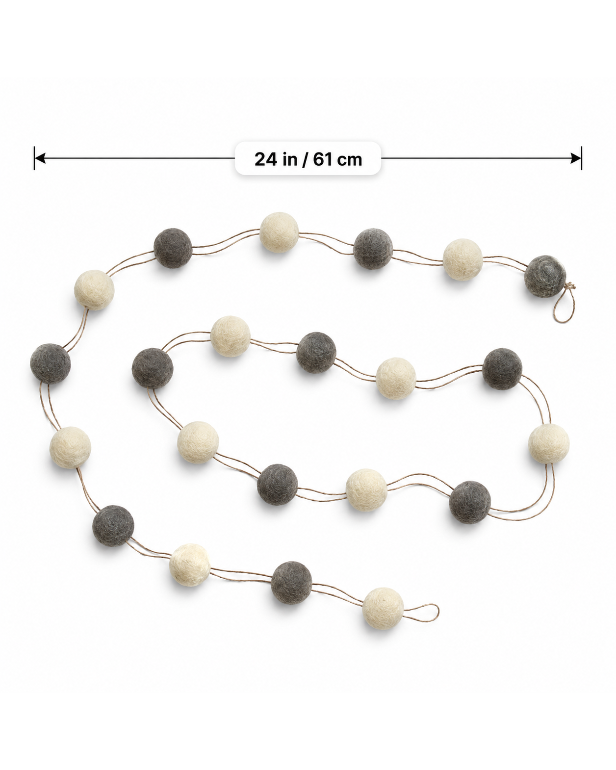 Felt Pom Pom Garland Large (Grey & Off White)