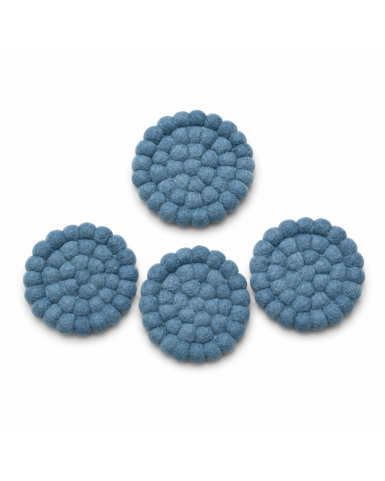 New Zealand Wool Ball Coasters ,Dyed Grey