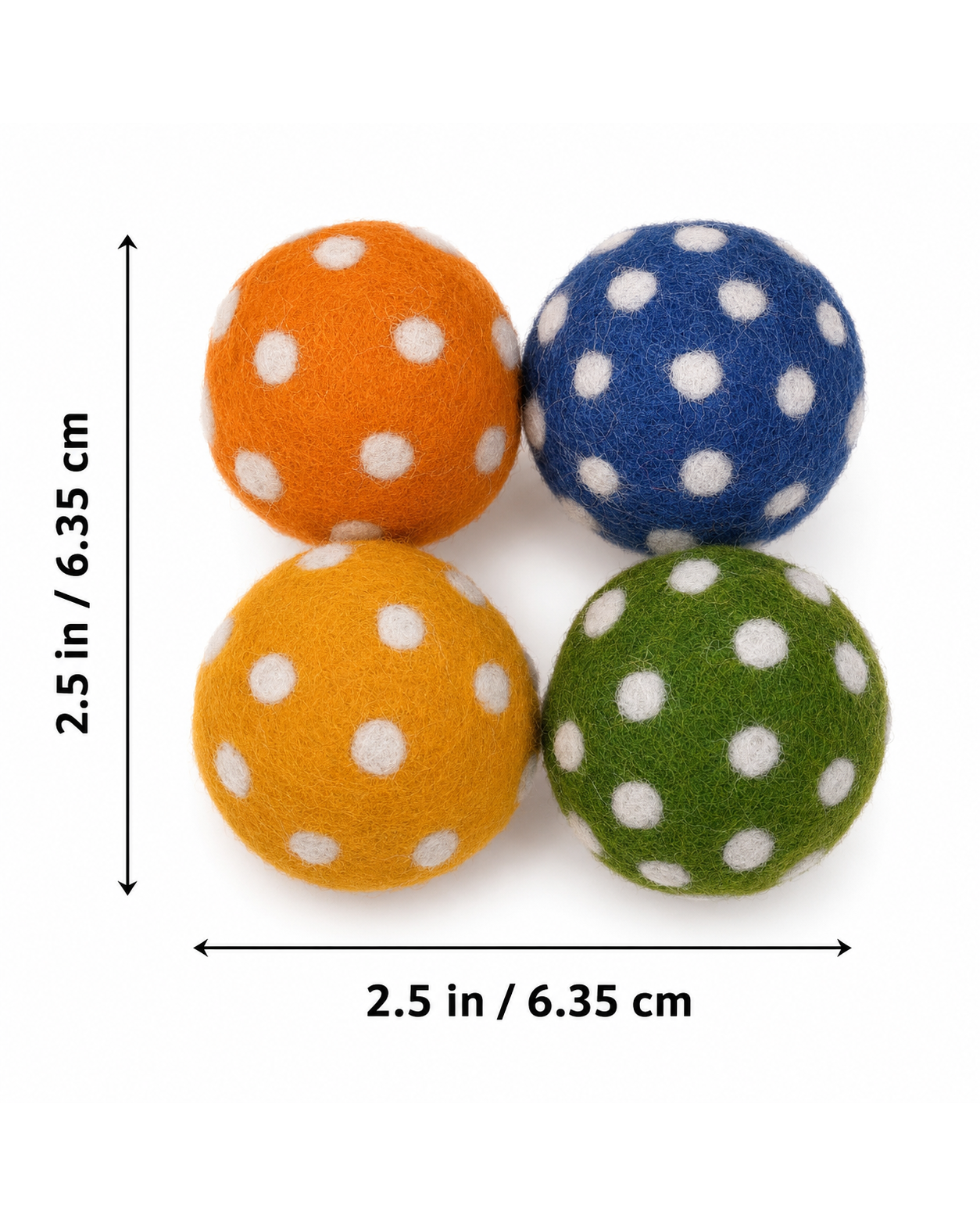 New Zealand Wool Paddy Balls (Yellow, Blue, Green And Orange)