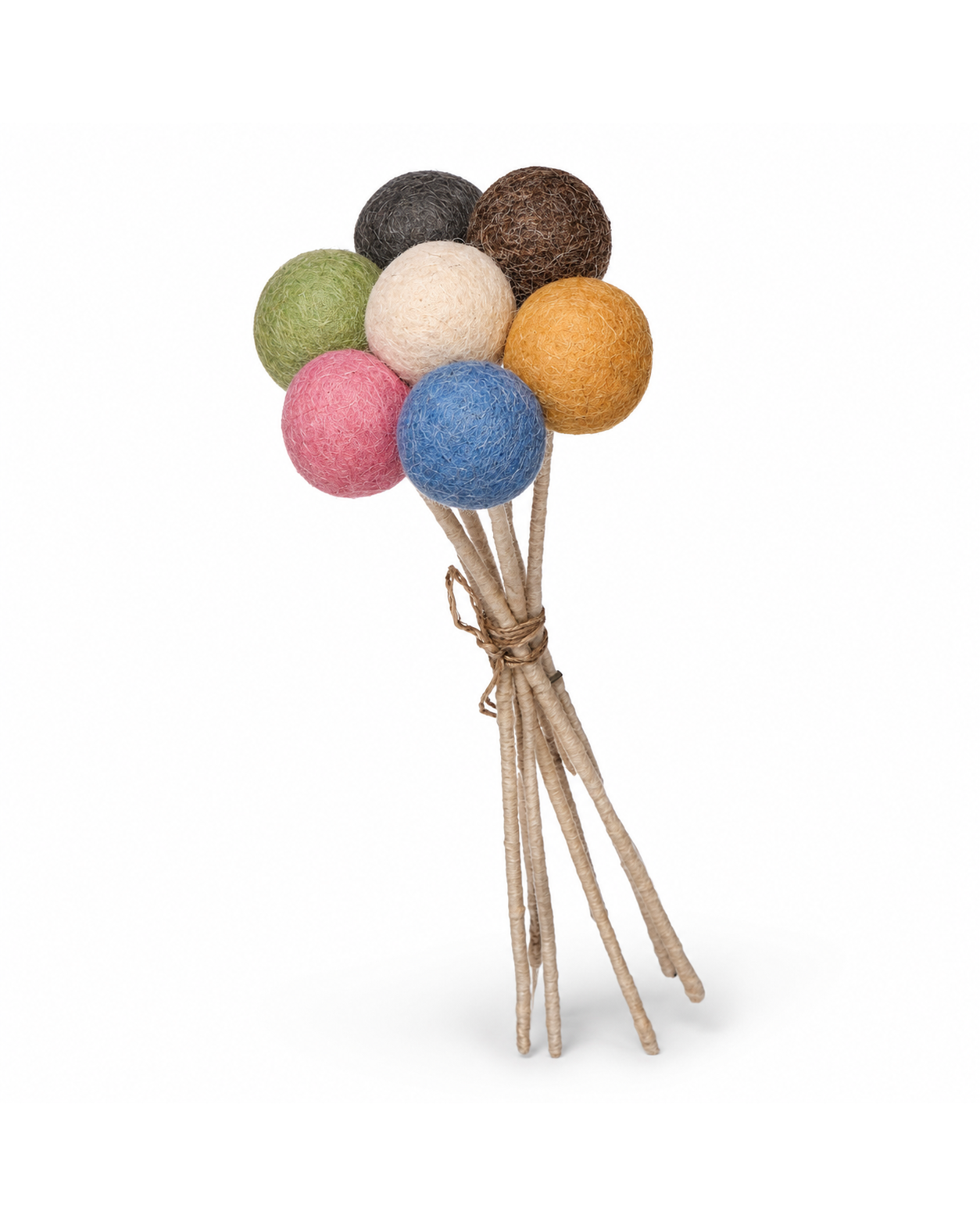 New Zealand Wool Flower Ball Stick For Bouquet (Set Of 7)