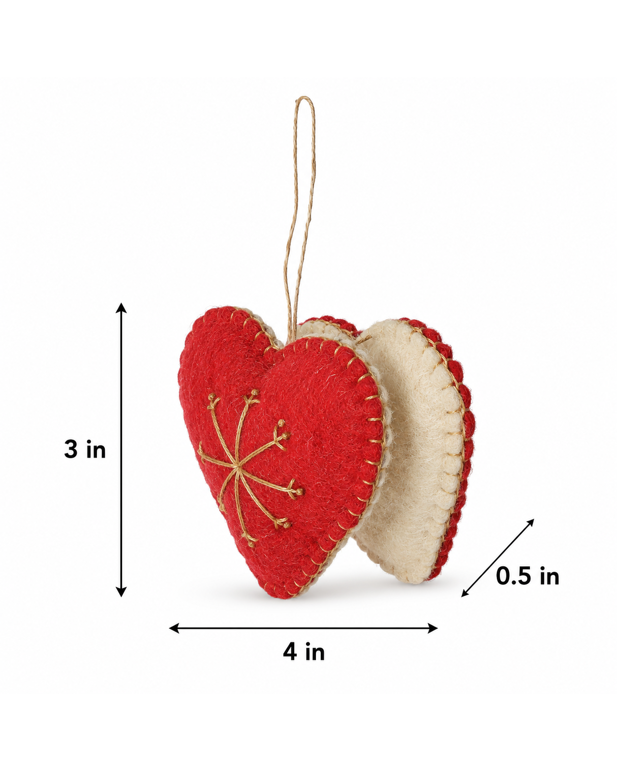 Snowflake Heart Set of 2 hanging ornament