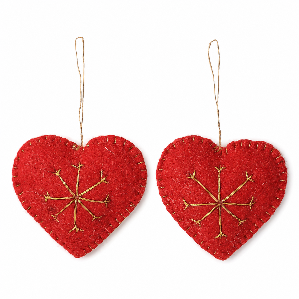Snowflake Heart Set of 2 hanging ornament