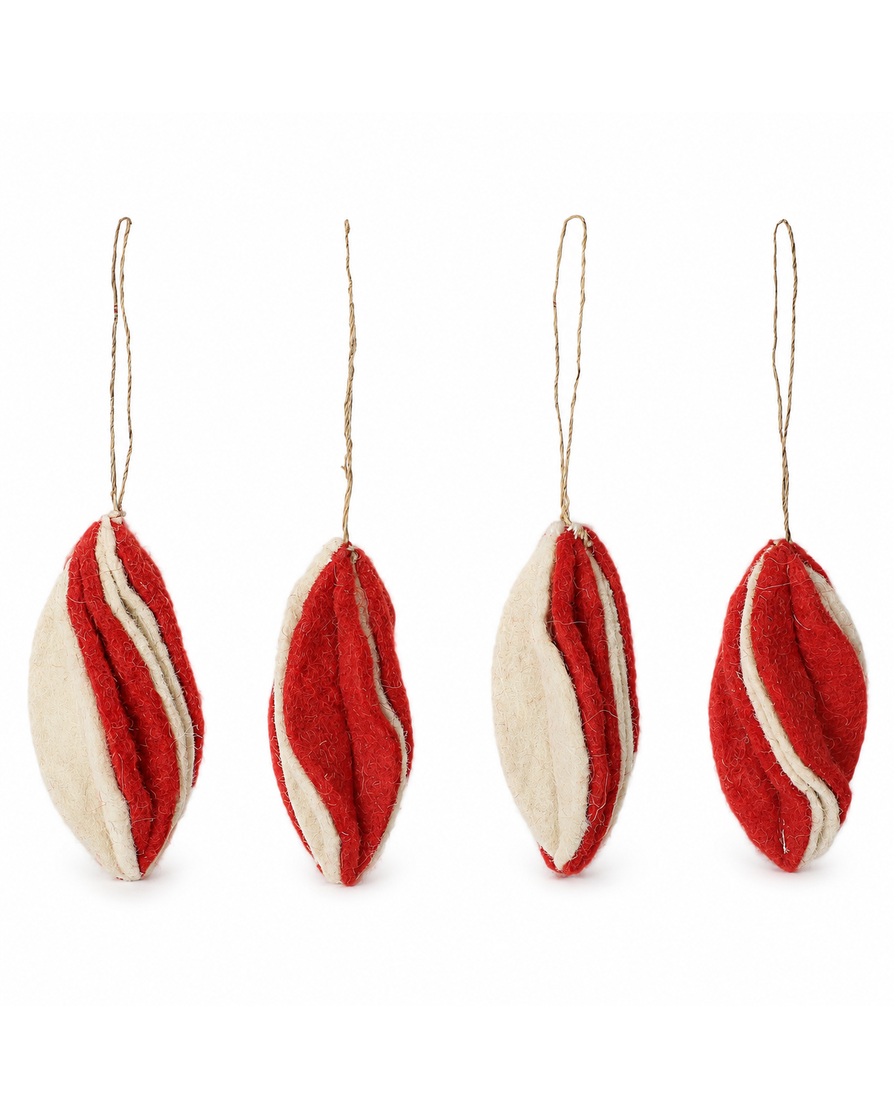Hanging Marquise Bauble (Red And Off-White) Set Of 4 hanging ornament