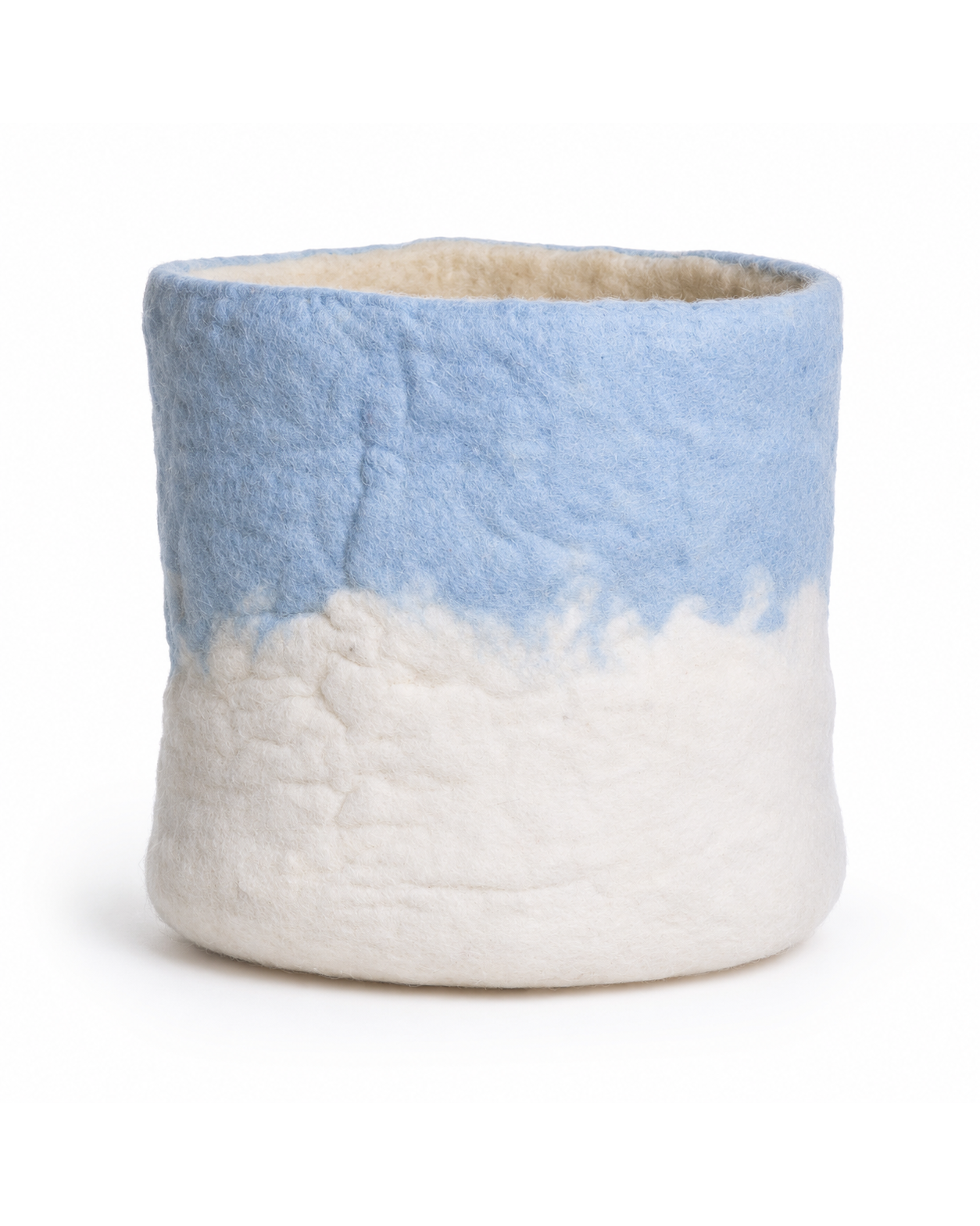 New Zealand Wool Basket (Natural White On Top+Natural Grey On Base)