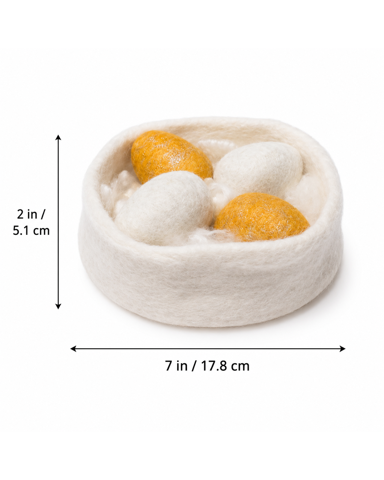 Felt Easter Eggs Basket (Yellow And Off White) Ornament