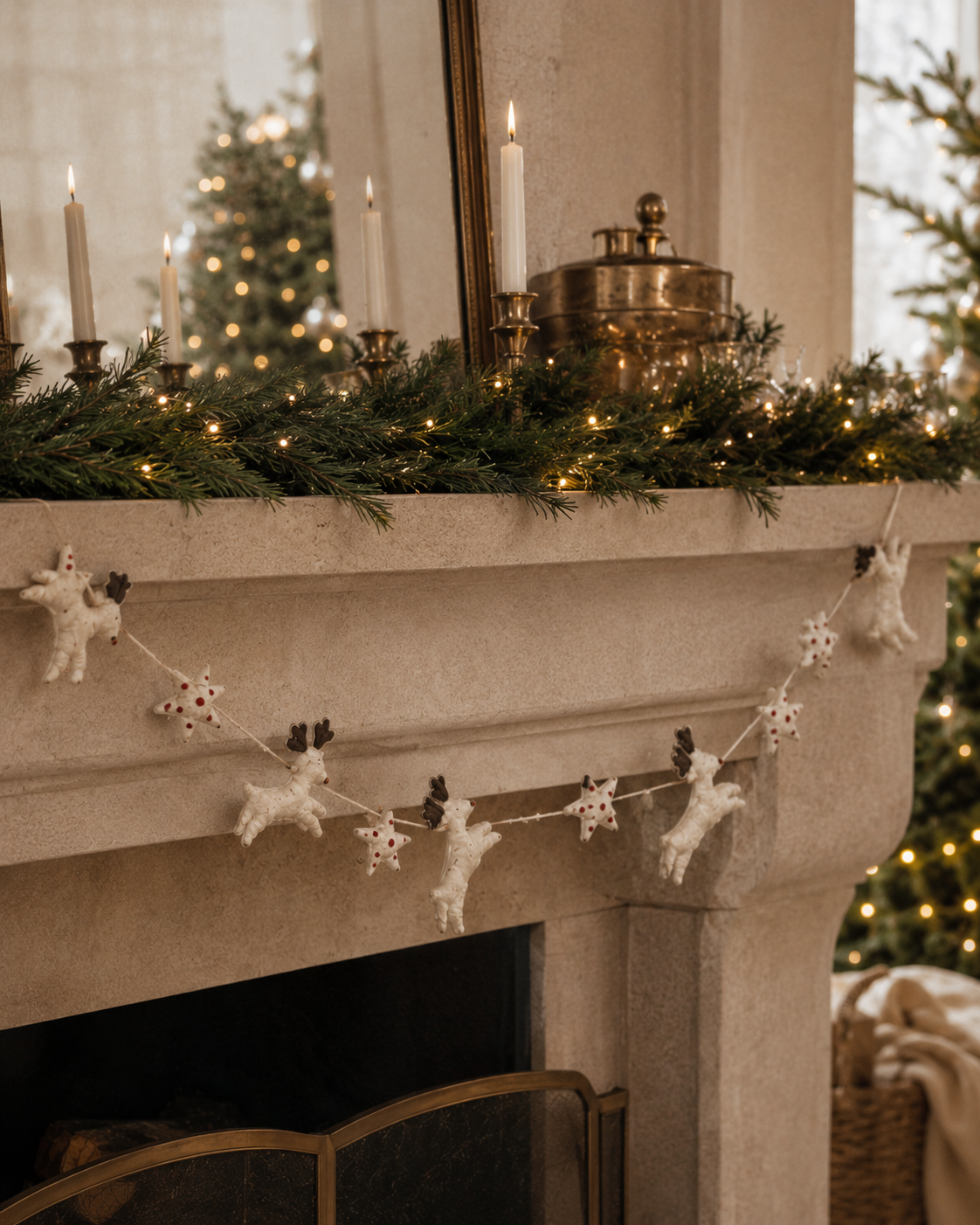 Felt Reindeer And Star Garland Large Size 