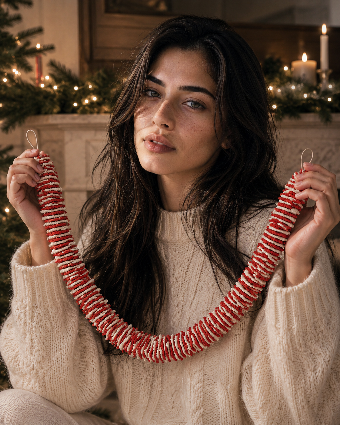 Square Garland red white