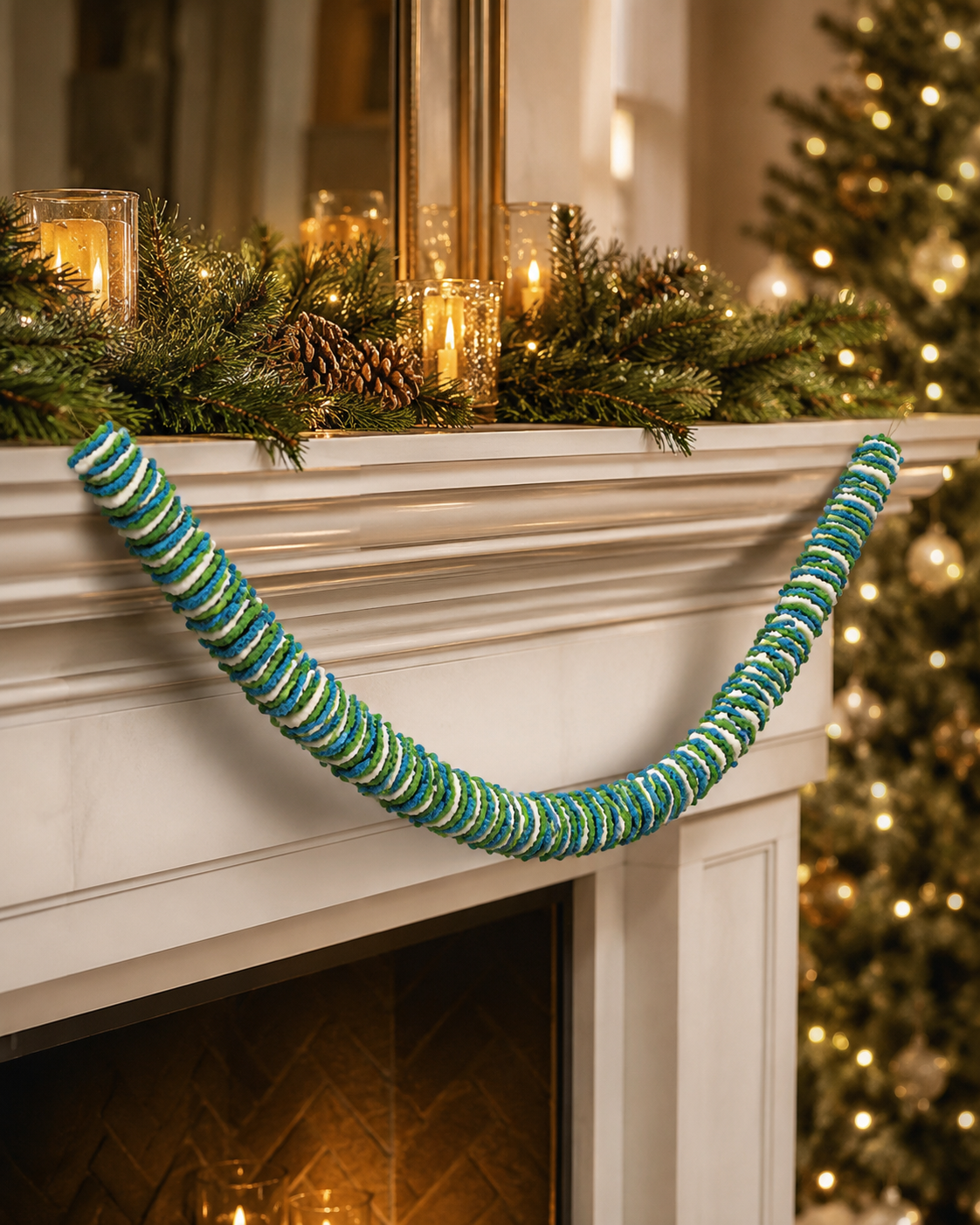 Square Garland Green white