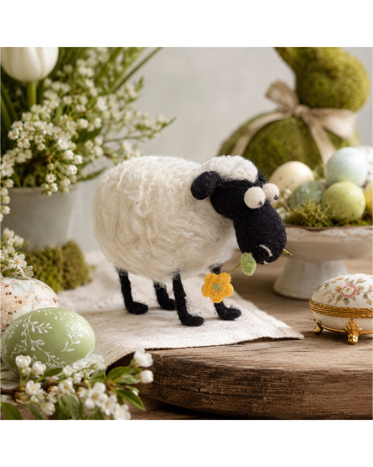 Felt Valais Blacknose Sheep ornament