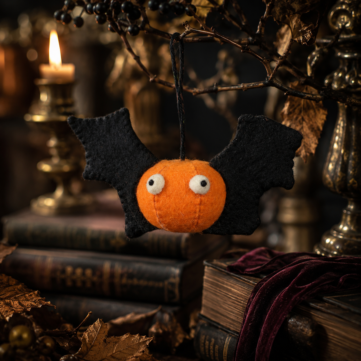 Pumpkin Bat Hanging Ornament