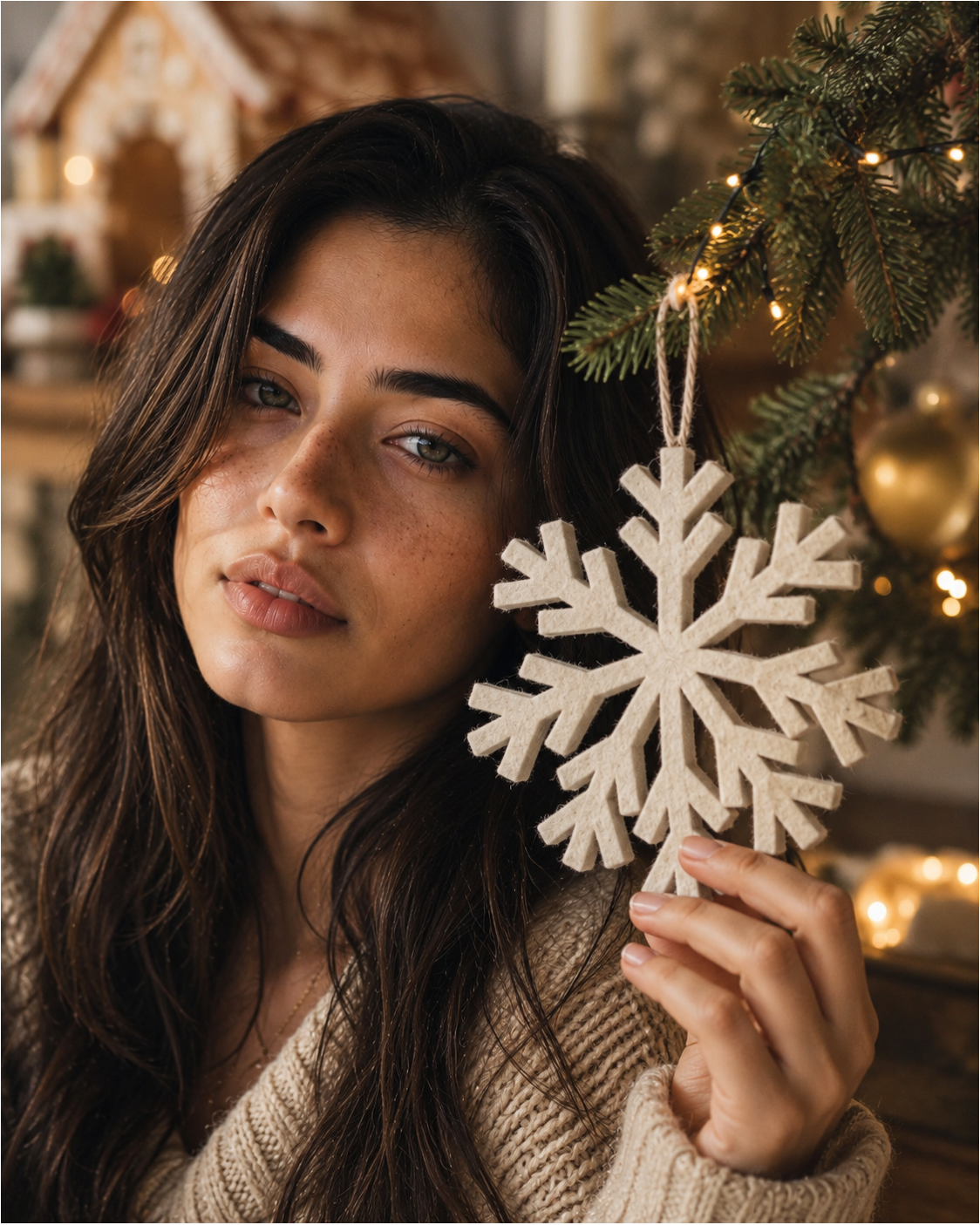 Felt Snowflake Ornament Set of 2 hanging ornament