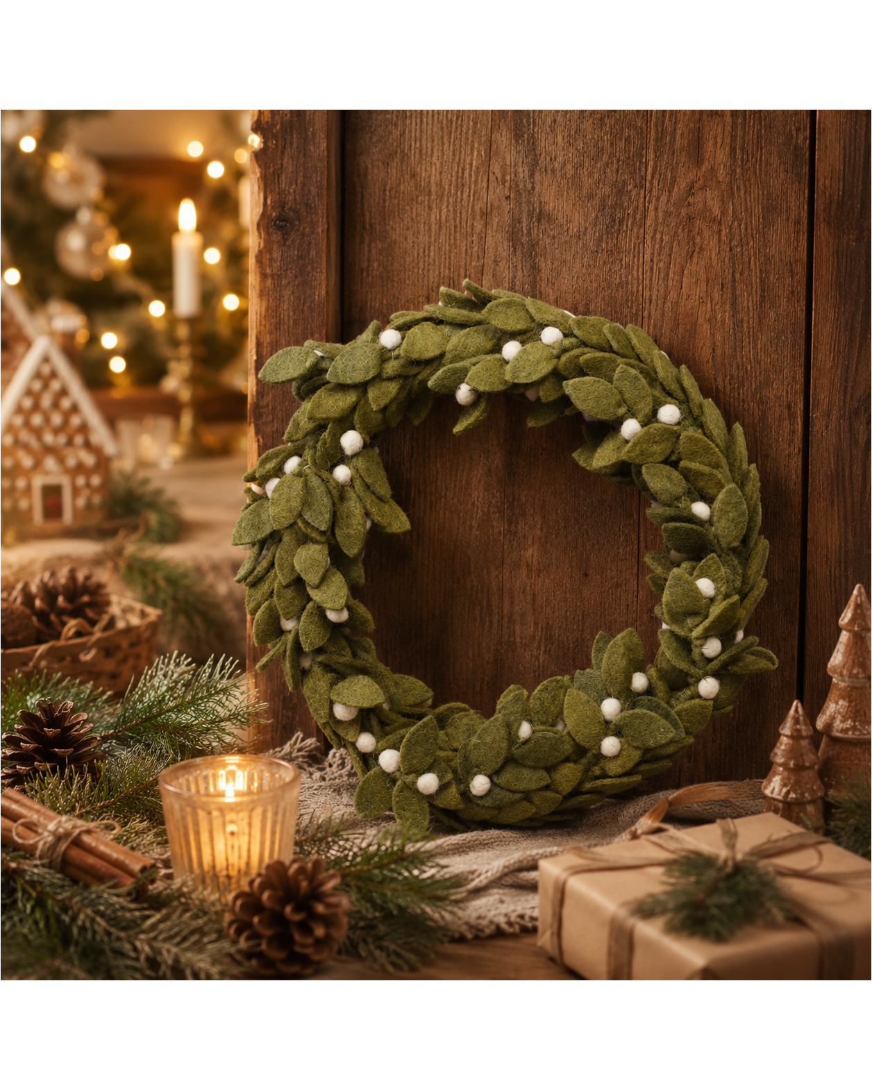 Felt Wreath(Green) ornament