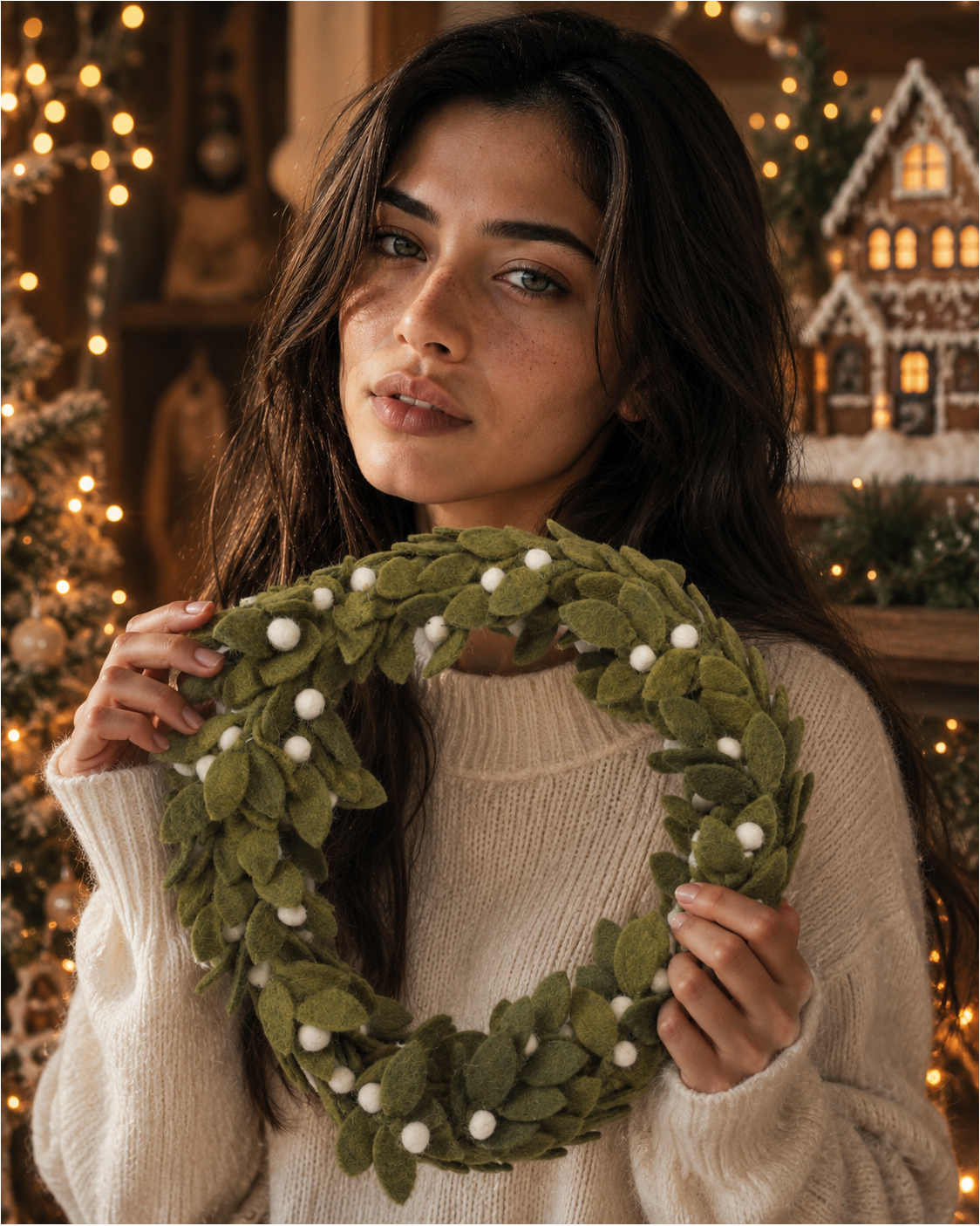 Felt Wreath(Green) ornament