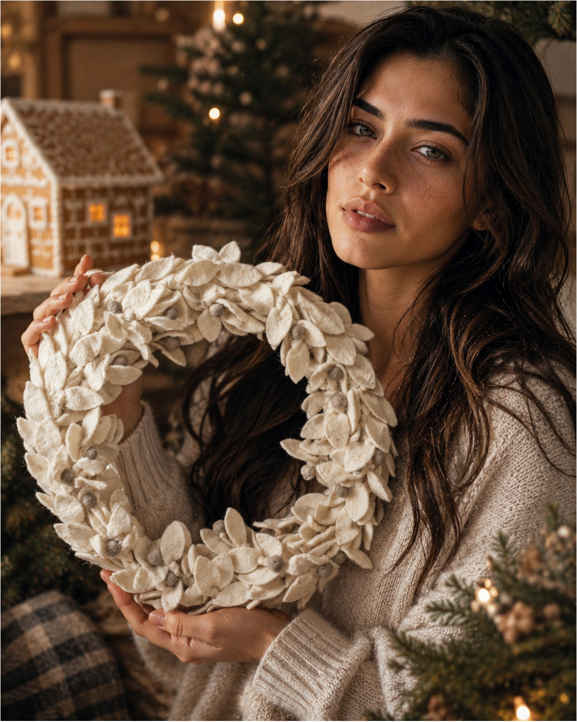 Felt Wreath(White) ornament