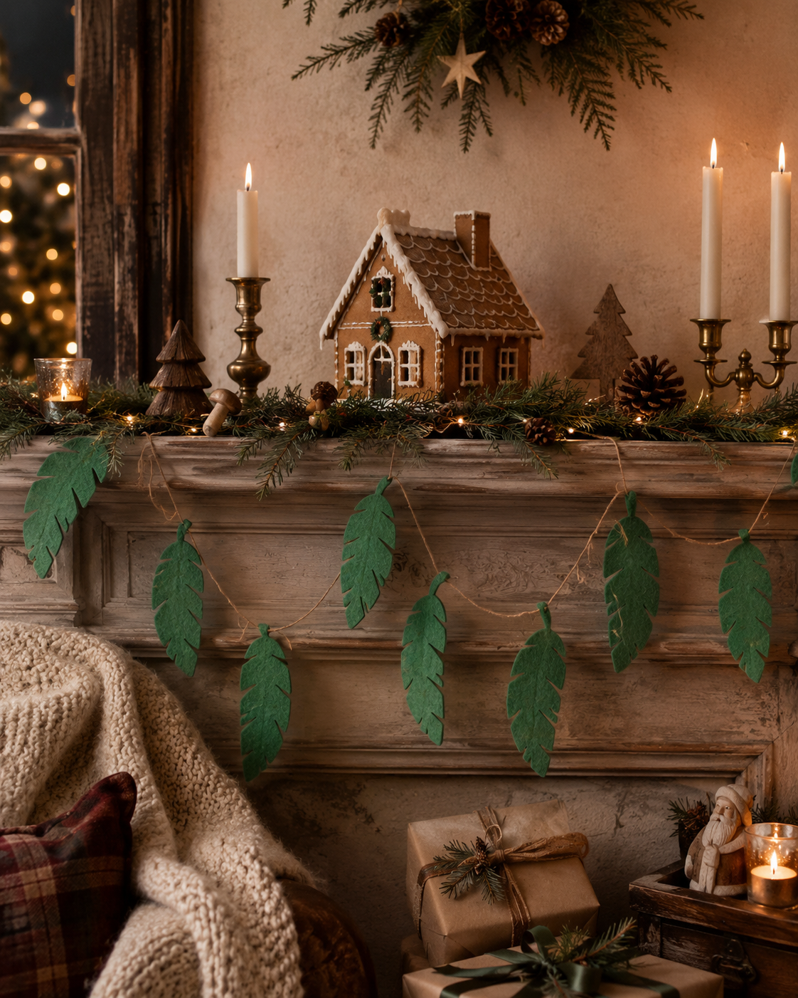 Felt Leaves Garland (Green)