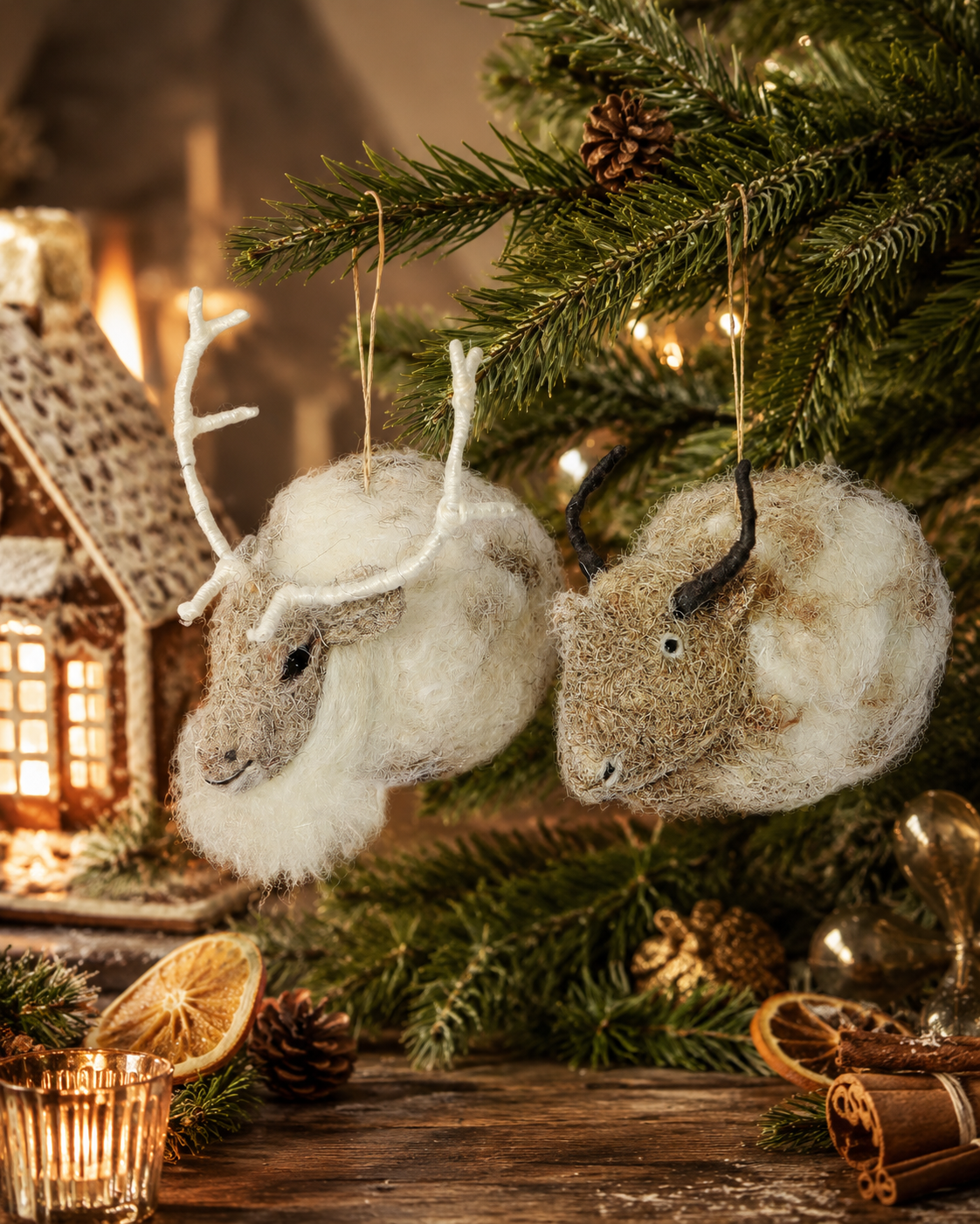 Reindeer And Bison Bauble Ornament (Set Of 2) hanging ornament