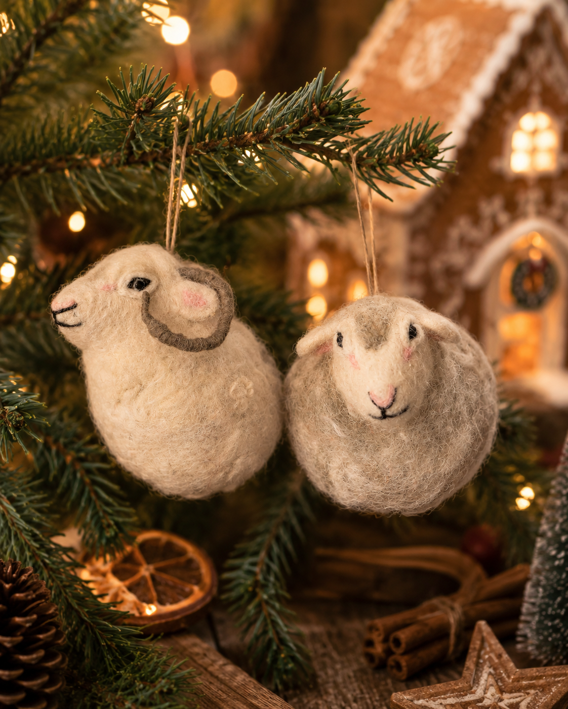 Sheep And Ram Bauble Ornament (Set Of 2) hanging ornament