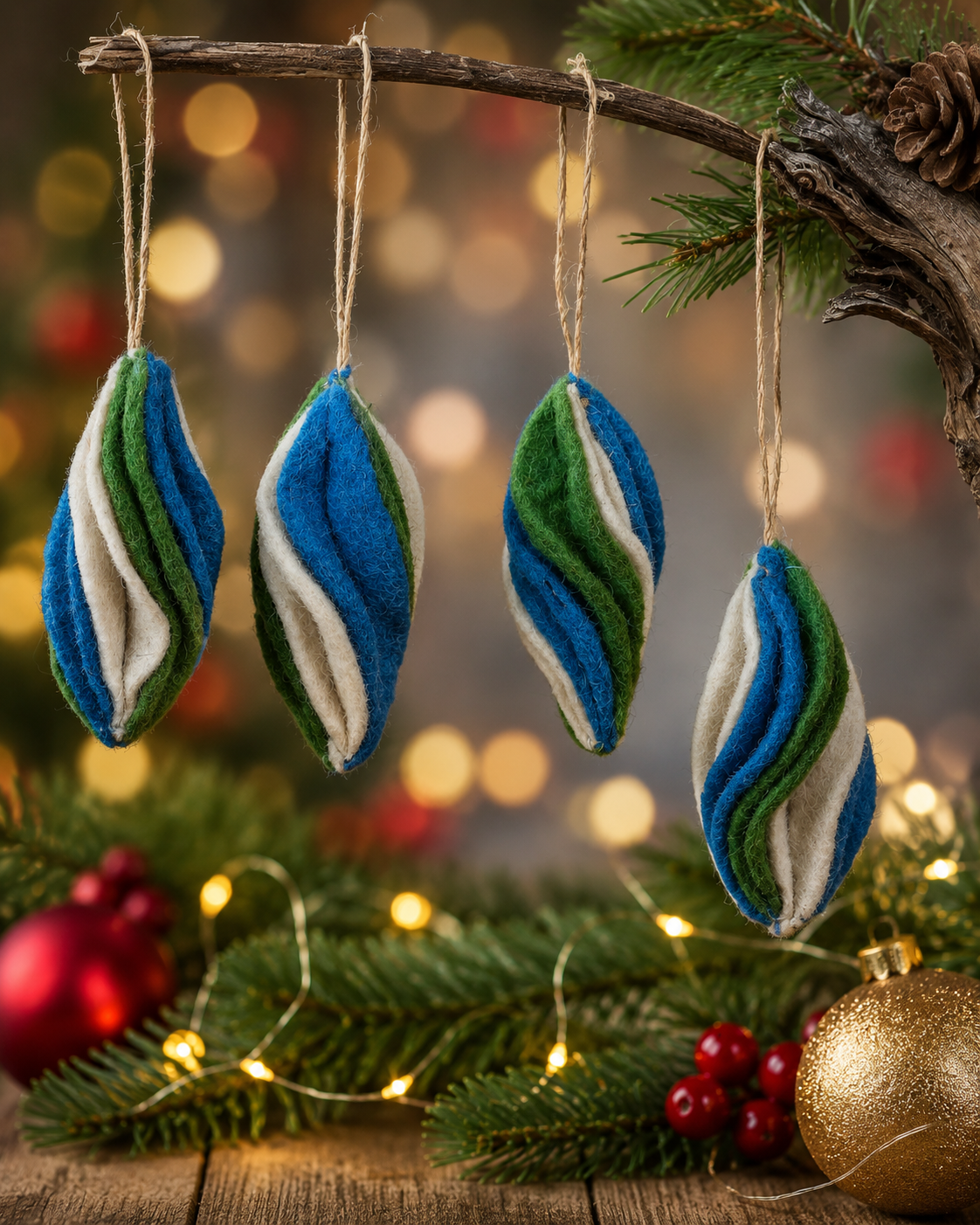 Felt Hanging Marquise Bauble Set of 4 hanging ornament