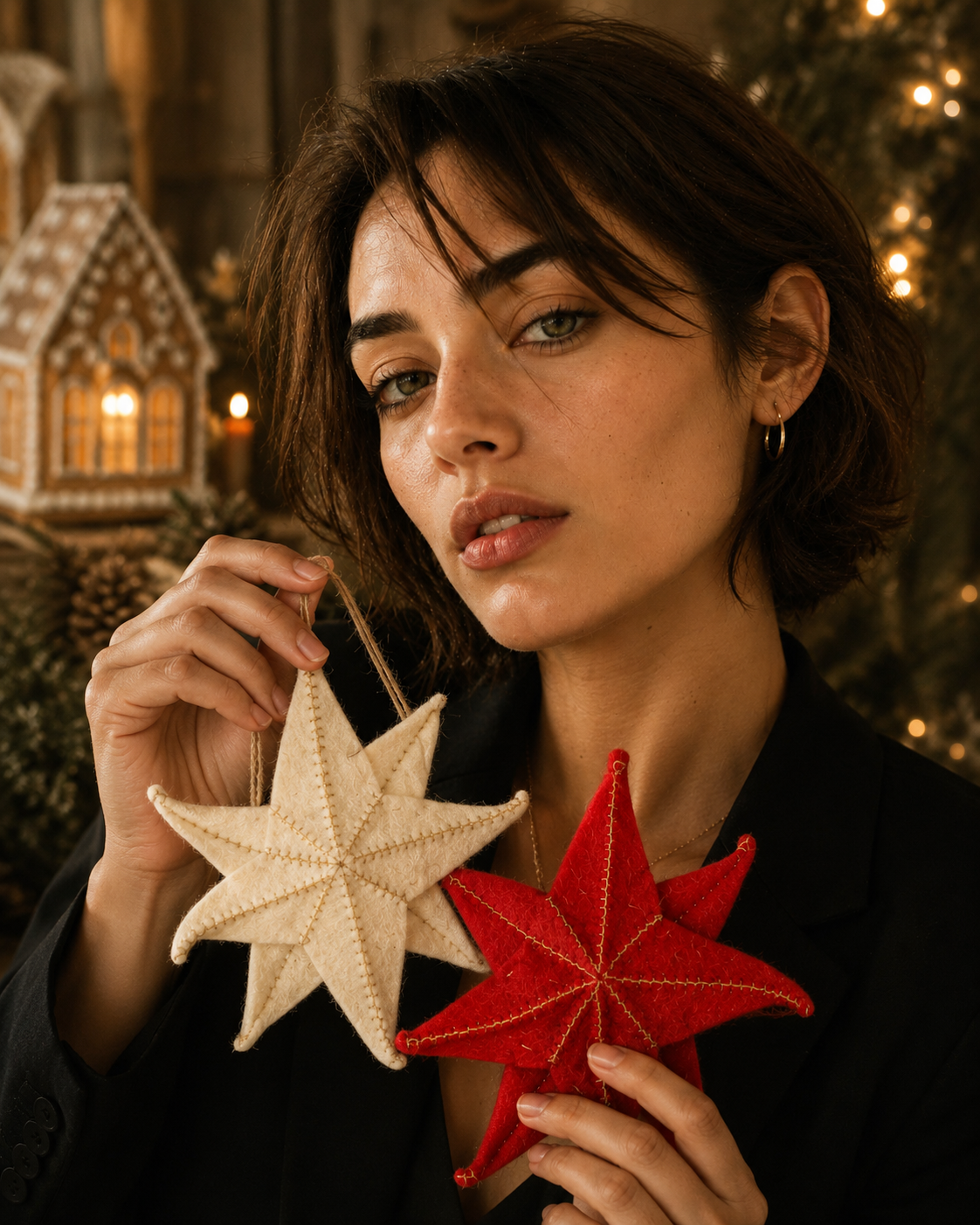 Moravian Star ( Red And White ) (Set Of 2) hanging ornament