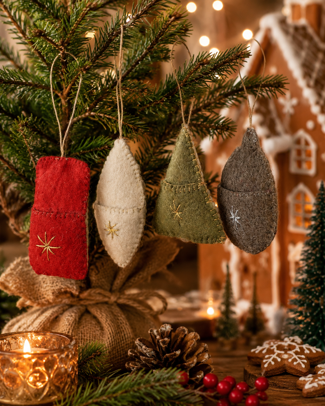 Felt Gift Tags Ornament Set of 4 hanging ornament