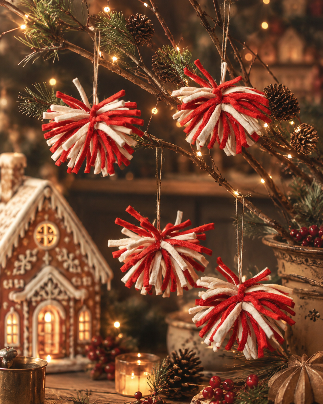 Felt Chindi Bauble Ornament Set of 4 hanging ornament