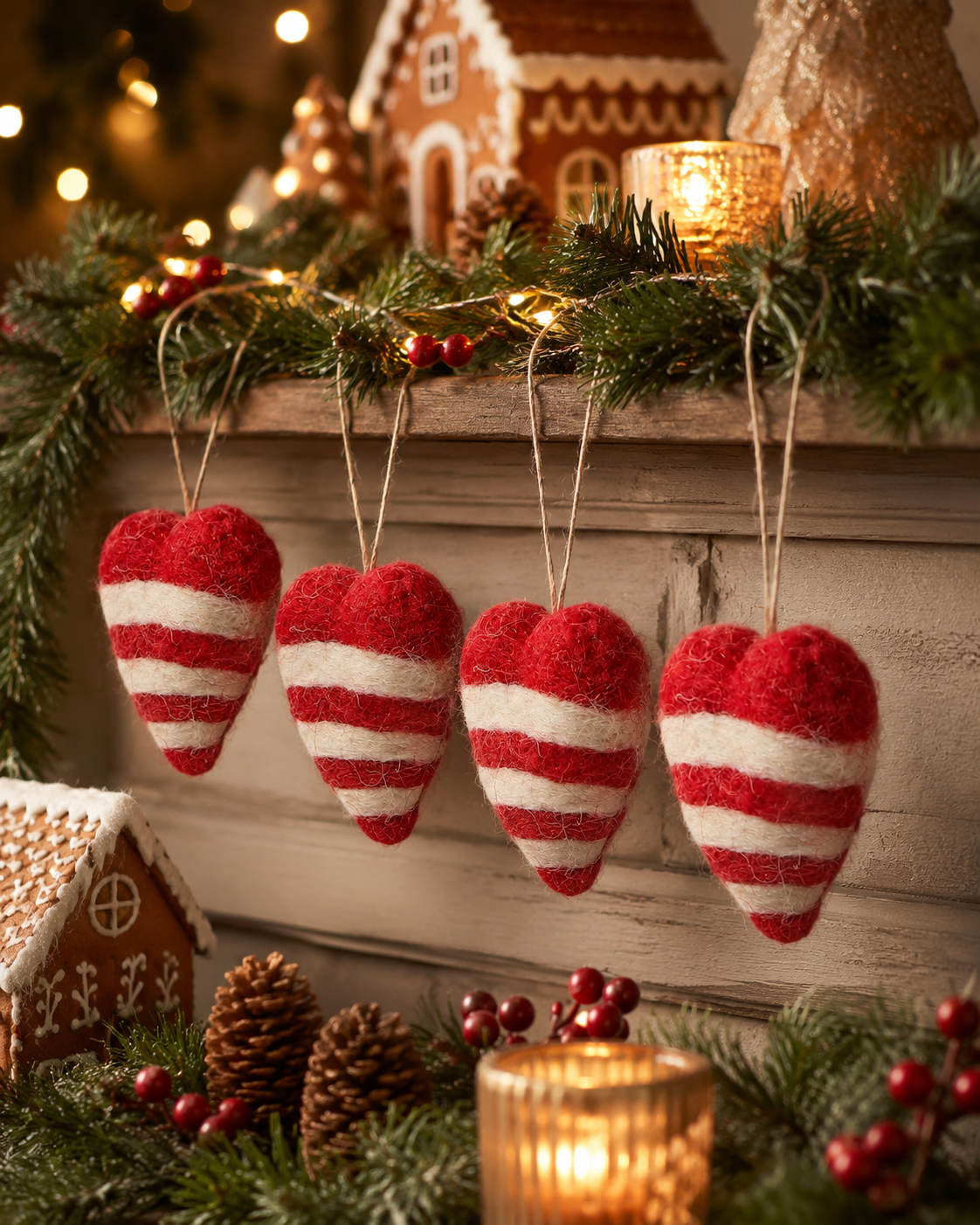 Christmas Heart Bauble Set of 4 hanging ornament